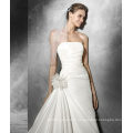 Pleated Strapless A Line Wedding Dress with Side Flower